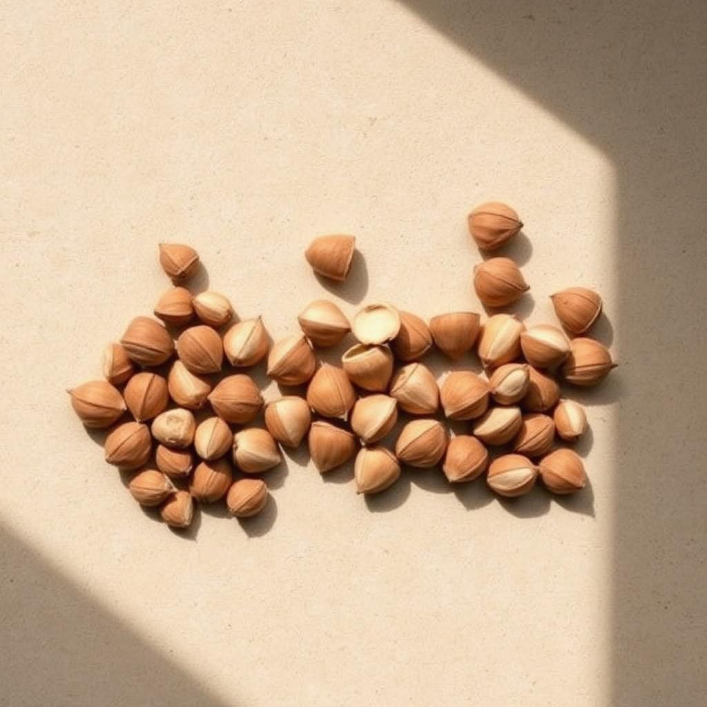 Raw baru nuts spilling from a burlap sack